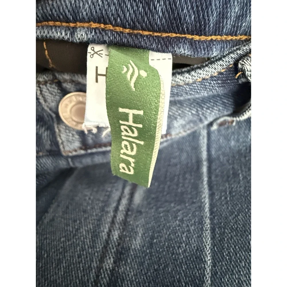 Halara Flex High Waisted Tummy Control Wide Leg Casual  Blue Jeans Size Petite L - Picture 4 of 16